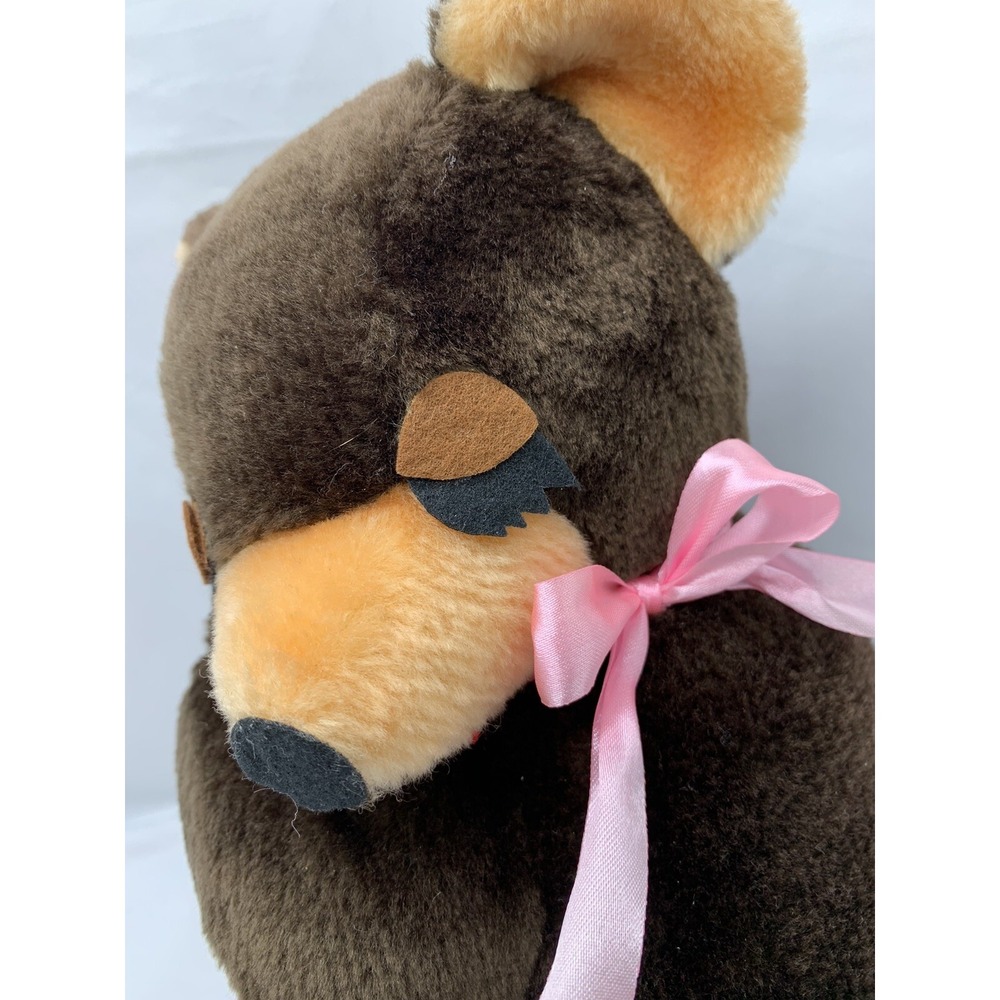 Vintage 11" Hunny Bear Korea Plush felt eyelashes stuffed animal